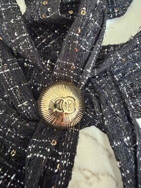 Chanel holiday wrapping charm and ribbon
